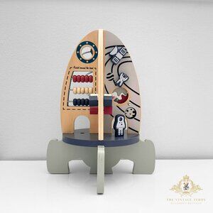 NWT Cute Wooden Rocket Ship Activity Play Set Children’s Early Learning Toys